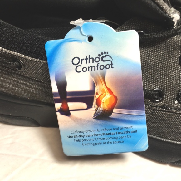 Ortho Comfort Men’s Casual Dark Gray Canvas Lace Up Loafer With Arch Support 10M - Picture 7 of 9